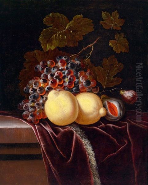 Ein Fruchtestillleben Mit Zitronen, Feigen Und Weintrauben Oil Painting by Ernst Stuven