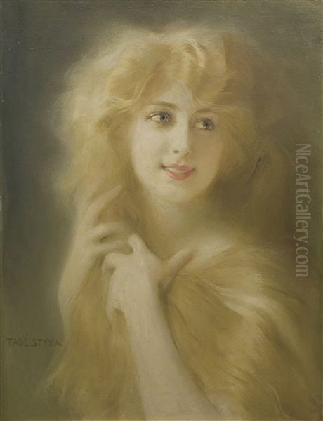 Golden-haired Lady Oil Painting by Tadeusz Styka