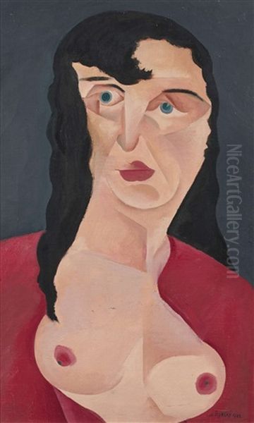 Jindrich Styrsky 1899 - 1942 Portrait De Femme (ou Prostituee) Oil Painting by Jindrich Styrsky