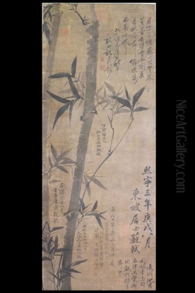 Chinese Bamboo Painting Oil Painting by  Su Shi