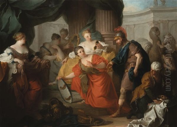 Ulysses Discovering Achilles Among The Daughters Of Lycomedes Oil Painting by Pierre Hubert Subleyras