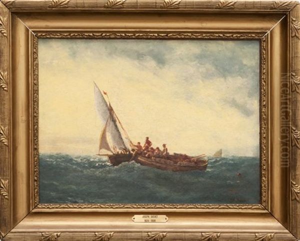 Barque Et Voilier Oil Painting by Joseph Francois Suchet