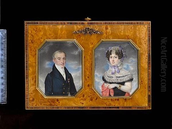 A Pair Of Portraits Of A Gentleman And A Lady by Adalbert Suchy