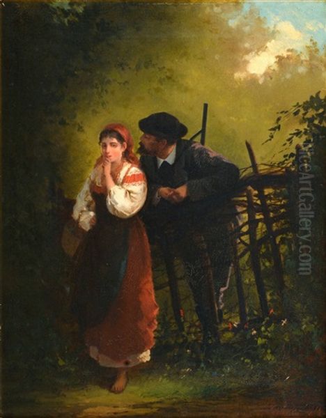 Romantic Rendez-vous Oil Painting by Semeon Sergeevitch Sudbinsky