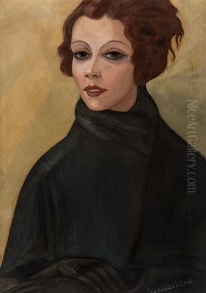 Portrait Of The Actress Elena Balieva-komissarjevskaya Oil Painting by Sergei Yur'Evich Sudeikin