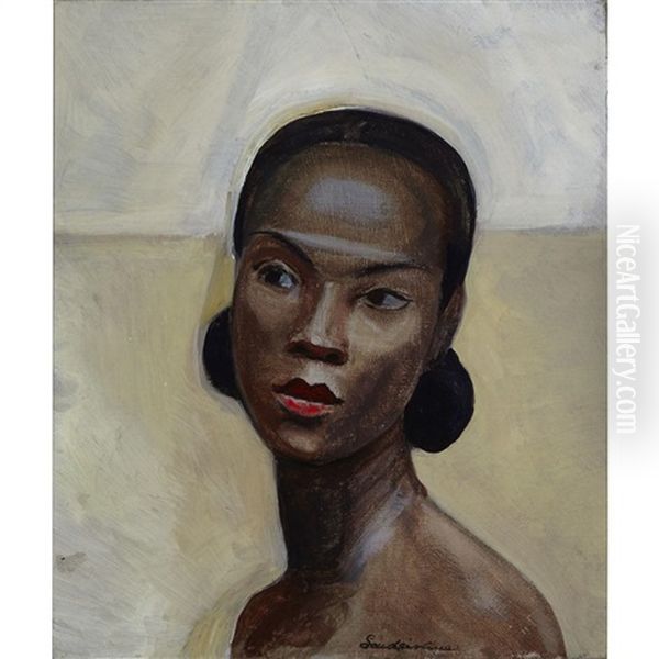 Head Of Black Model, #64 Oil Painting by Sergei Yur'Evich Sudeikin