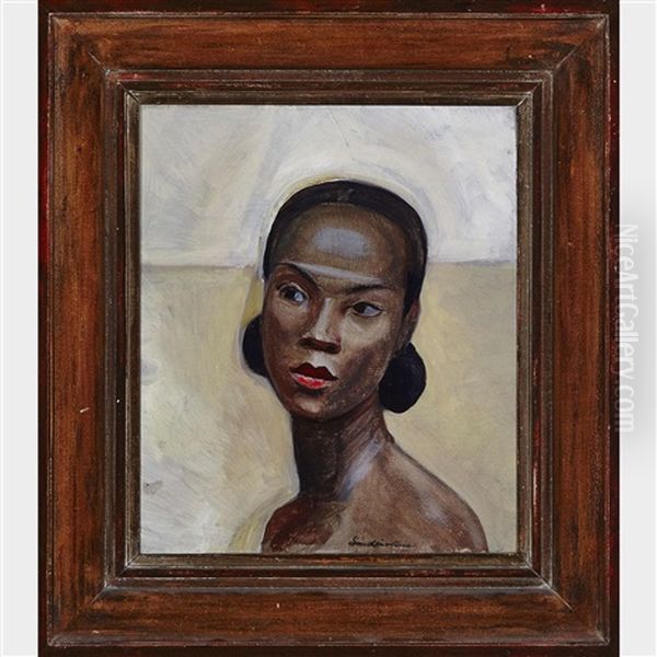 Head Of Black Model, #64 Oil Painting by Sergei Yur'Evich Sudeikin