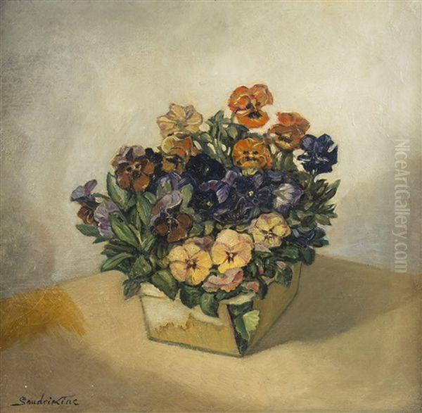 Pansies Oil Painting by Sergei Yur'Evich Sudeikin