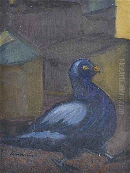 Pigeon Oil Painting by Sergei Yur'Evich Sudeikin