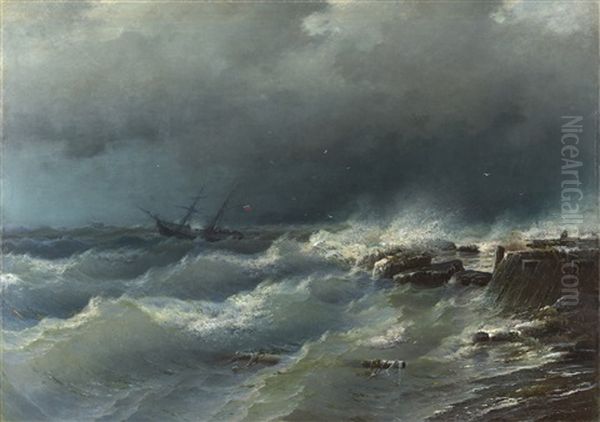 Storm Near Odessa Oil Painting by Rufin Gavrilovich Sudkovsky