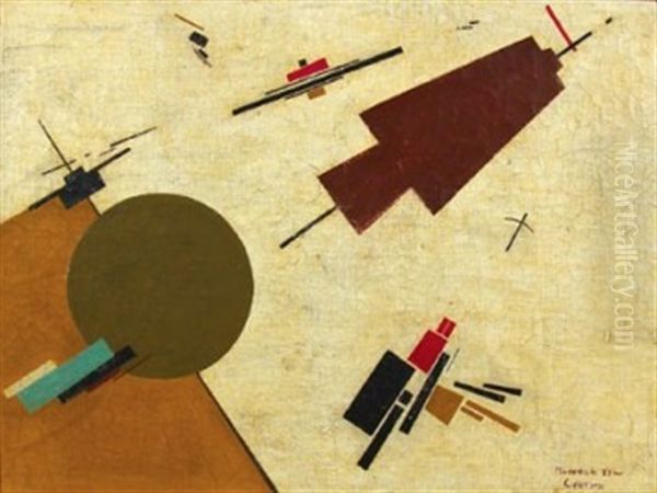 Suprematist Composition Oil Painting by Nikolay Suetin