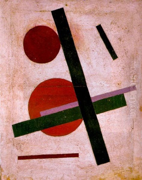 Composition Suprematiste Oil Painting by Nikolay Suetin