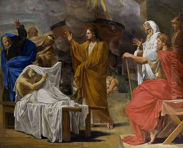 La Resurrection Du Fils De La Veuve De Naim Oil Painting by Eustache Le Sueur