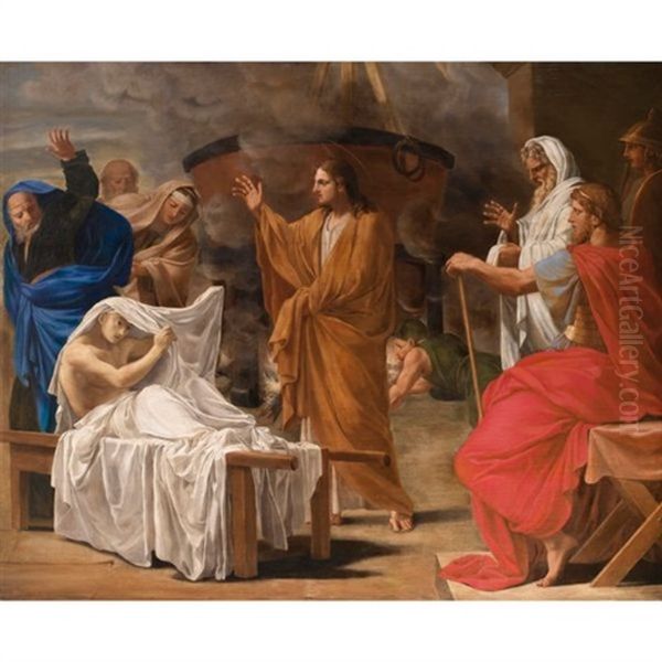 Le Christ Ressuscitant Le Fils De La Veuve De Naim Oil Painting by Eustache Le Sueur