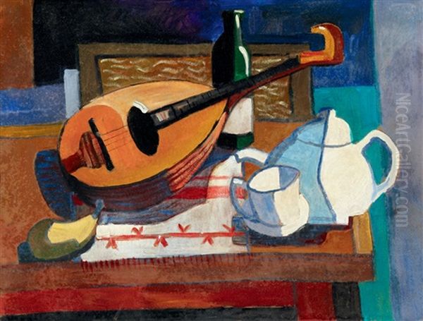 Still-life With A Mandolin Oil Painting by Andor Sugar