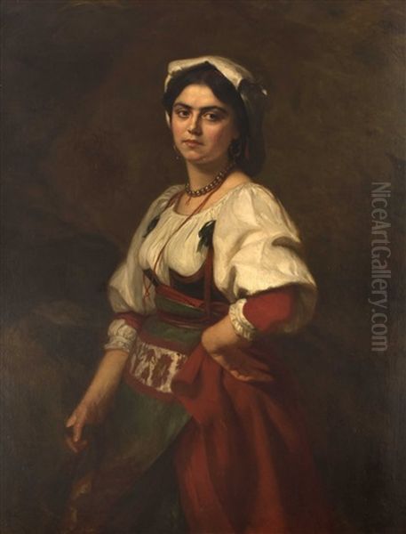 Dame In Neapolitanischer Tracht Oil Painting by Pauline Suhrlandt