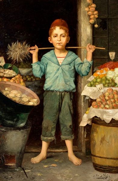 De Jonge Fruitverkoper Oil Painting by Josef Wilhelm Suehs