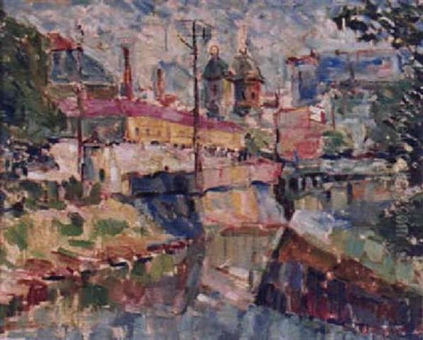 Cityscape (st. Petersburg?) Oil Painting by Vladimir Vsevolodovich Sukov