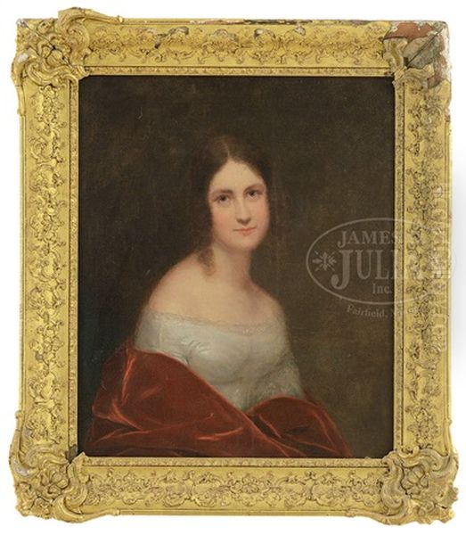 Portrait Of A Young Lady With Red Shawl Oil Painting by Thomas Sully