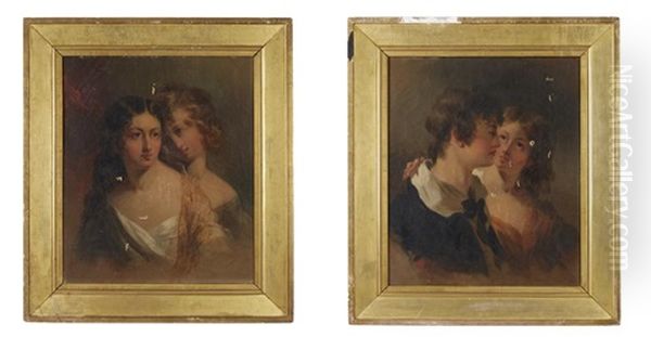 Two Double Portraits Oil Painting by Thomas Sully