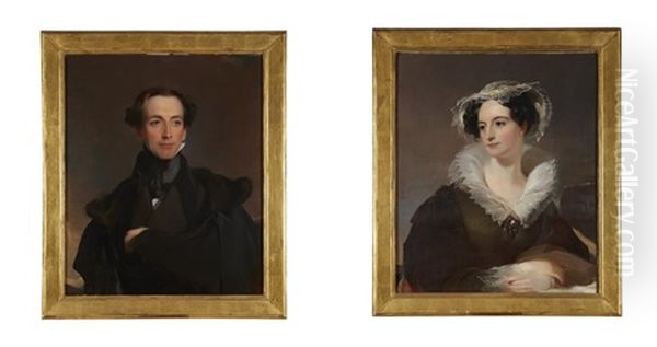 Pair Of Portraits: Jane Duval Leiper  And John Kintzing Kain (1795-1858) Oil Painting by Thomas Sully