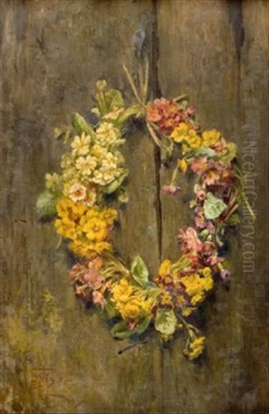 Stillleben: Blumenkranz Oil Painting by Julius Karl Emil Sulzer