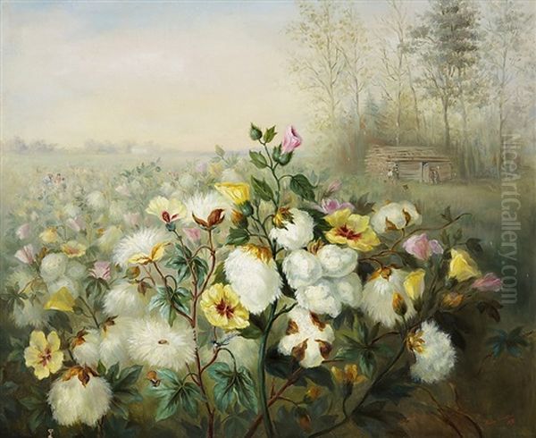 Flowers In A Rural Landscape Oil Painting by Fanny Sundblad