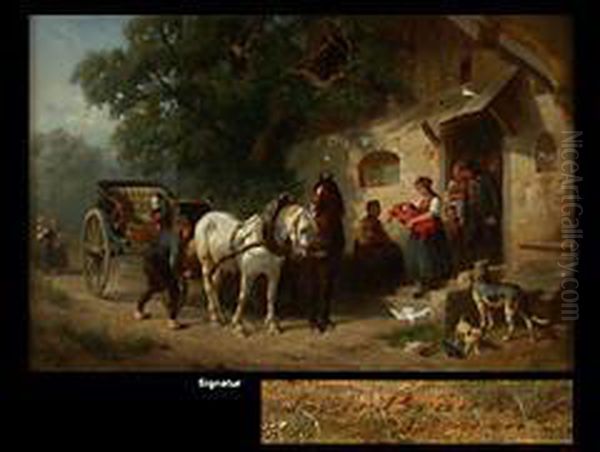 Abfahrt Zur Kindstaufe Oil Painting by Reinhold Braun