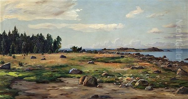 View From A Shore Oil Painting by Thure Sundell