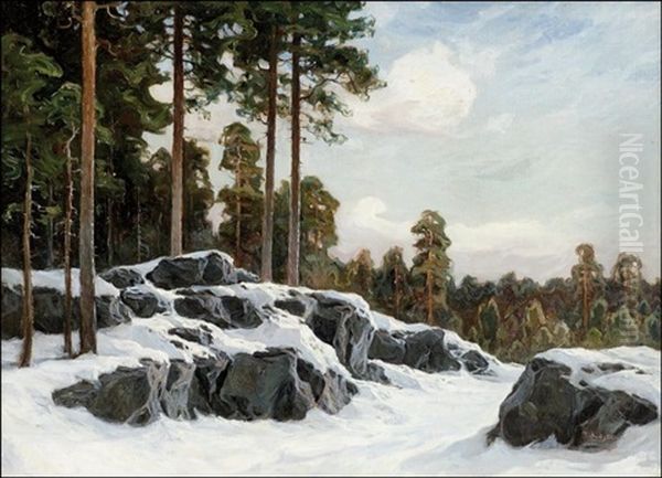 Aurinkoinen Talvipaiva Oil Painting by Thure Sundell