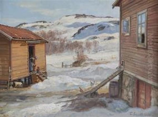 Aprildag, Kirkenes Oil Painting by Thoralv Sundt-Ohlsen