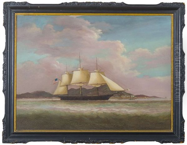 An American Clipper Ship In The Harbor Of Hong Kong Oil Painting by  Sunqua