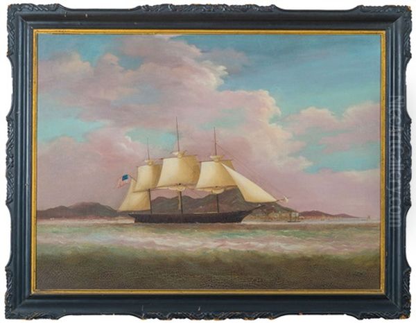 An American Clipper Ship In The Harbor Of Hong Kong Oil Painting by  Sunqua