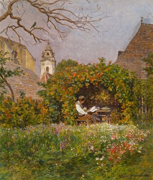 Garden In Durnstein Oil Painting by Max Suppantschitsch