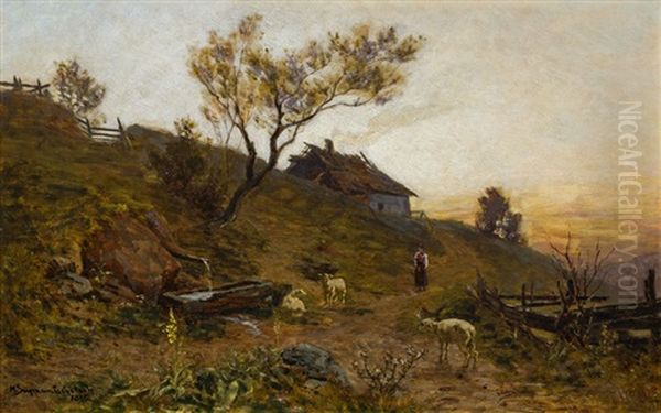 Abendstimmung Am Land Oil Painting by Max Suppantschitsch