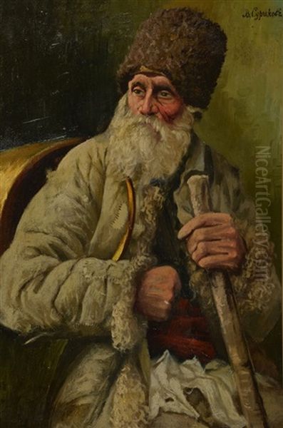 Le Vieux Cosaque Oil Painting by Vasili Ivanovich Surikov