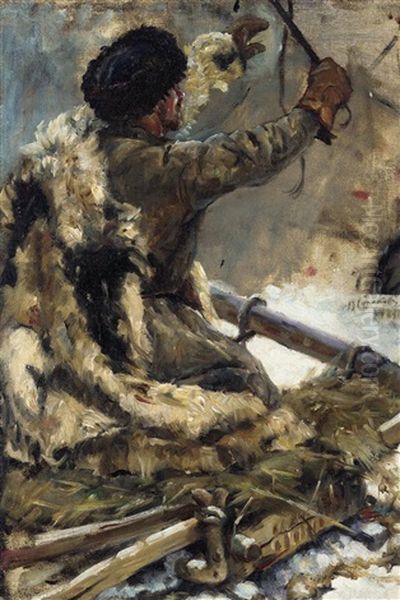 Cossack (study For Siberia's Conquest By Yermak) Oil Painting by Vasili Ivanovich Surikov