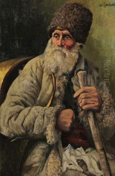 Le Vieux Cosaque Oil Painting by Vasili Ivanovich Surikov