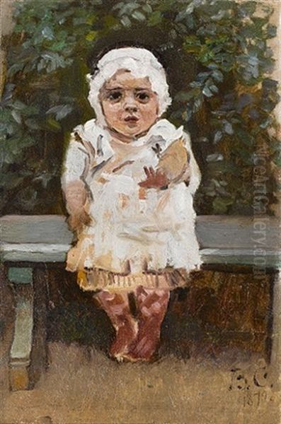 Olga Vasilievna, The Artist's Daughter (sketch) Oil Painting by Vasili Ivanovich Surikov