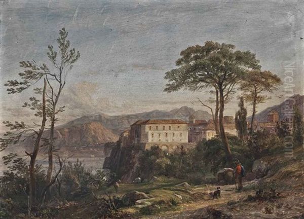 A Traveller Approaching Sorrento by Paul Joseph Guislain Surmont de Volsberghe