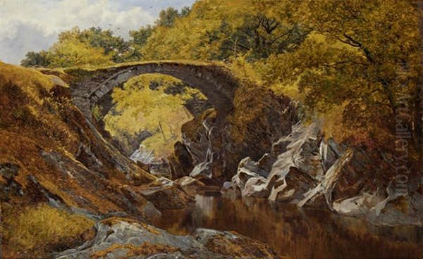 On The River Lledrys, North Wales (+ A Deserted Bridge On The River, North Wales; Pair) Oil Painting by John Surtees