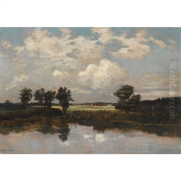 Sommerliche Seeuferpartie Oil Painting by Max Josef von Sury