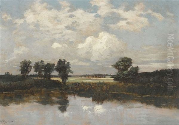 Sommerliche Seeuferpartie Oil Painting by Max Josef von Sury