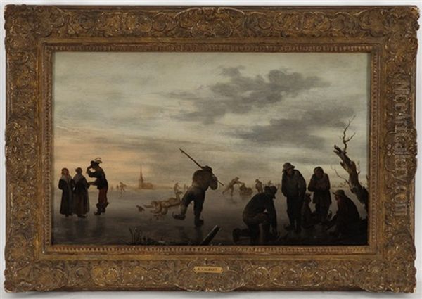 Patineurs Sur Un Lac Gele Oil Painting by Abraham Susenier