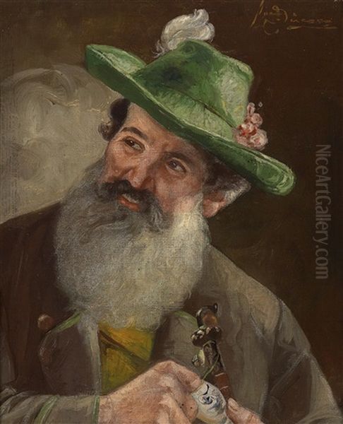 Bauer Mit Pfeife Oil Painting by Josef Johann Suess