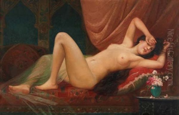 Liegender Frauenakt In Einem Interieur Oil Painting by Josef Johann Suess