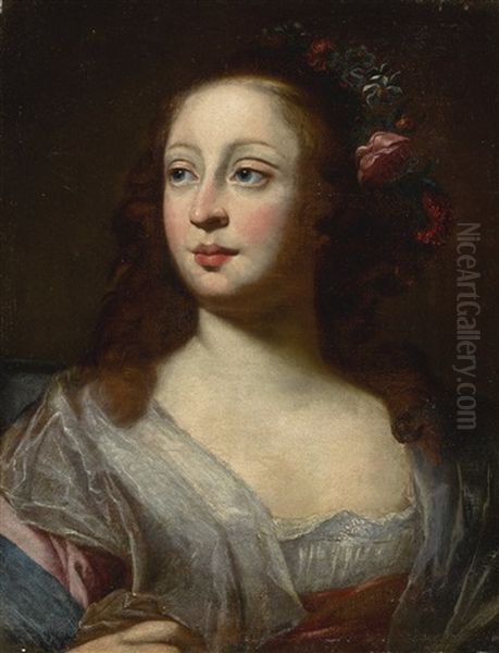 Portrait Of Isabella D'este (1635-1666), Daughter Of Duke Francesco I D'este Of Modena,  Bust Length Oil Painting by Justus Sustermans