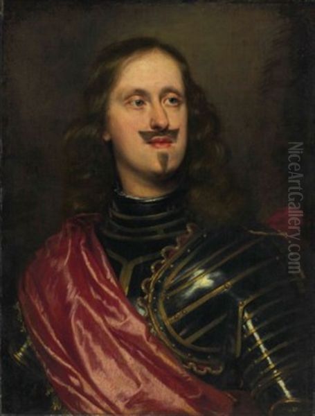 Giovan Carlo Di Cosimo Ii De Medici (1611-1663), In Armor And A Red Sash, Bust-length Oil Painting by Justus Sustermans