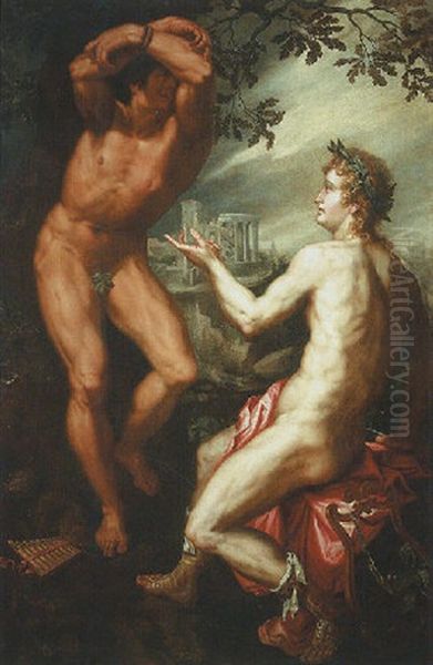 Apollo And Marysas Oil Painting by Friedrich Sustris