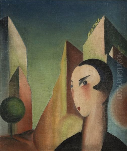 Figure In The City Oil Painting by Frantisek Sutty